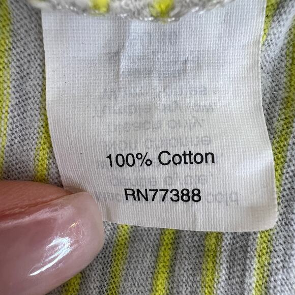 J Crew Woman Gray Yellow Striped Henley Half Button Tank Shirt Top Size S Small - Picture 8 of 9
